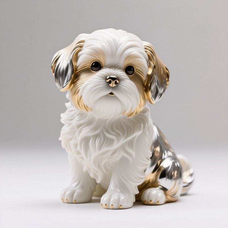 Sculpture Of A Shih Tzu Puppy Sitting Still