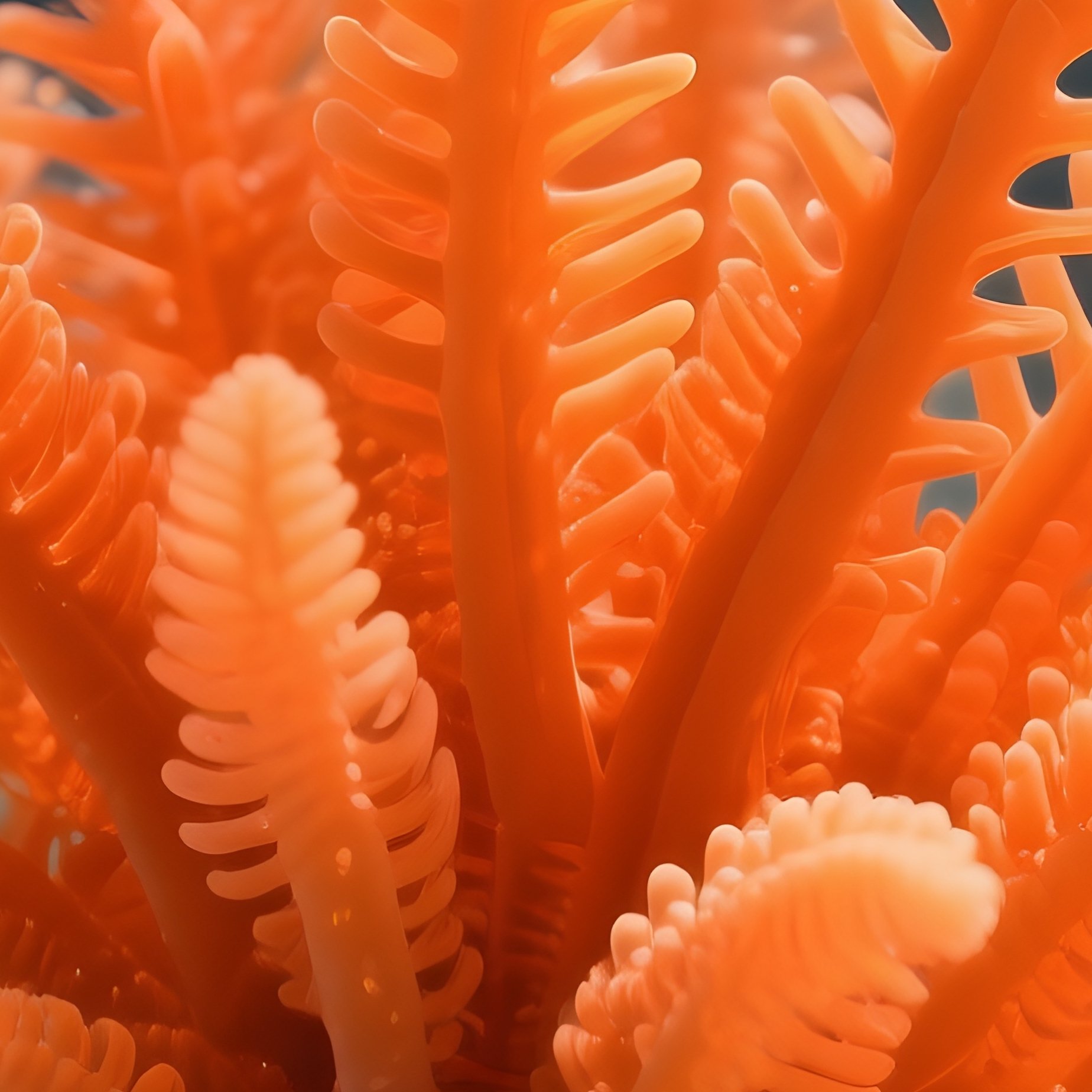 Sea Pen – Bright Orange Feathery Structure Anchored In Sand. - Full Resolution Quality Preview