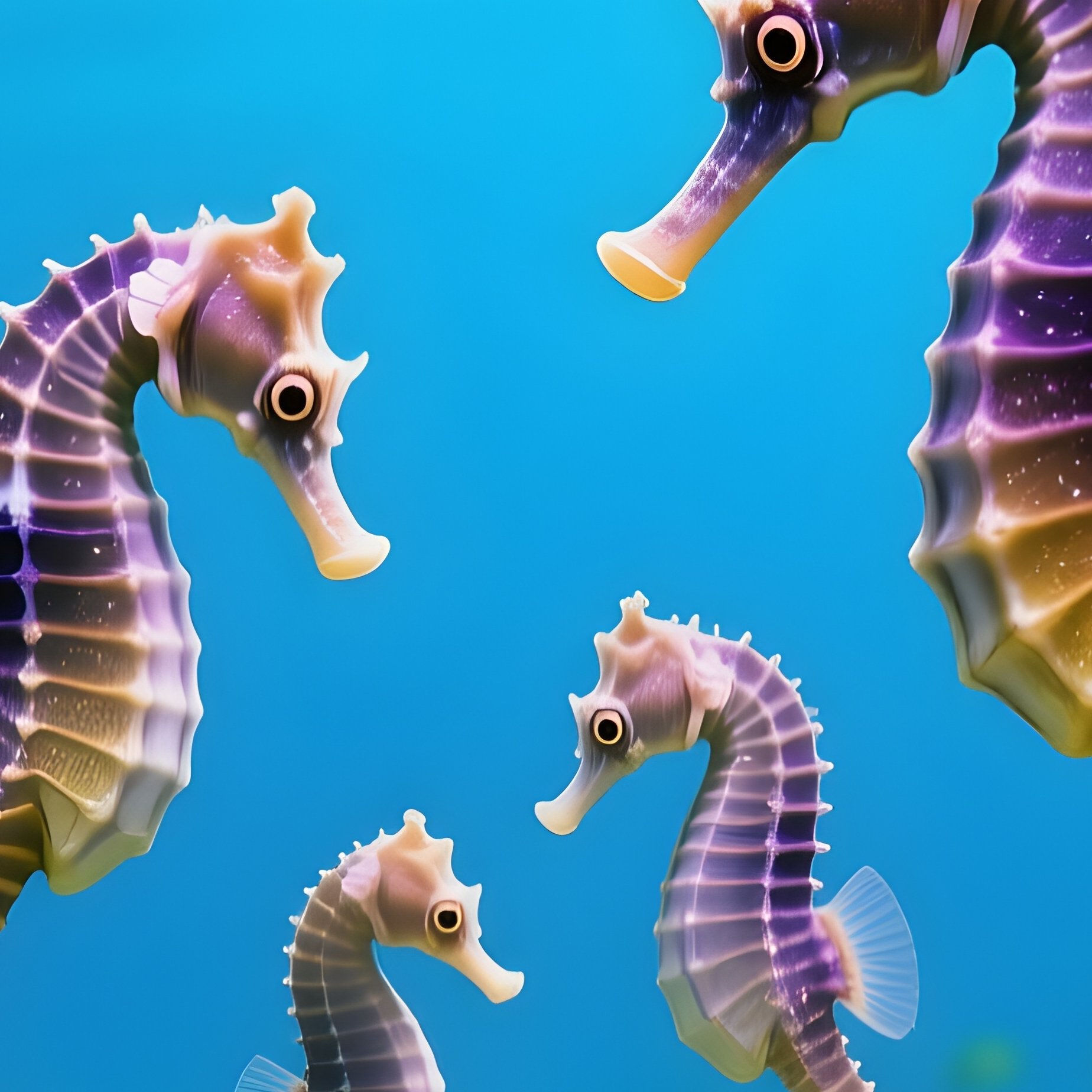 Seahorse Family Swimming Through Anemones Underwater Image - Full Resolution Quality Preview