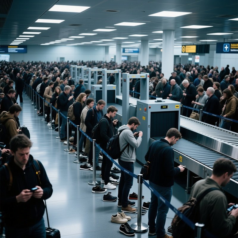 Security Queue Documentary Photograph