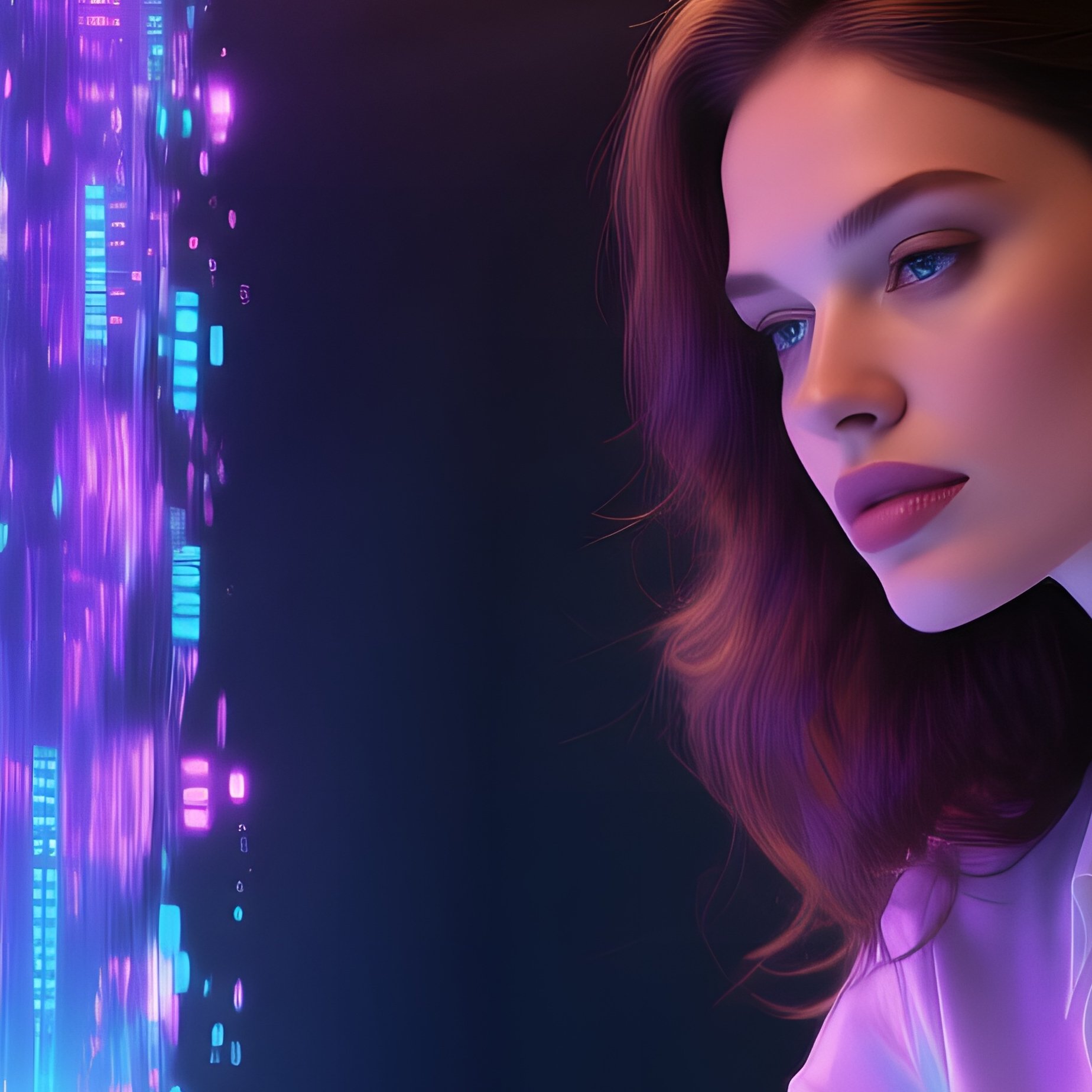 Seductive Tech Analyst With Holographic Data Tablet - Full Resolution Quality Preview