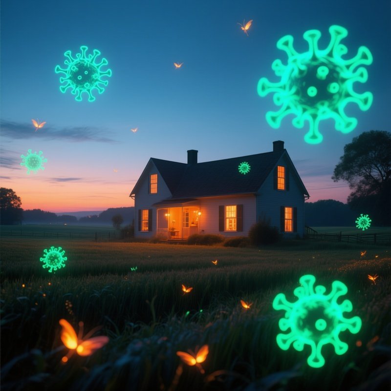 Serene Countryhouse Dusk Neon Virus Fireflies