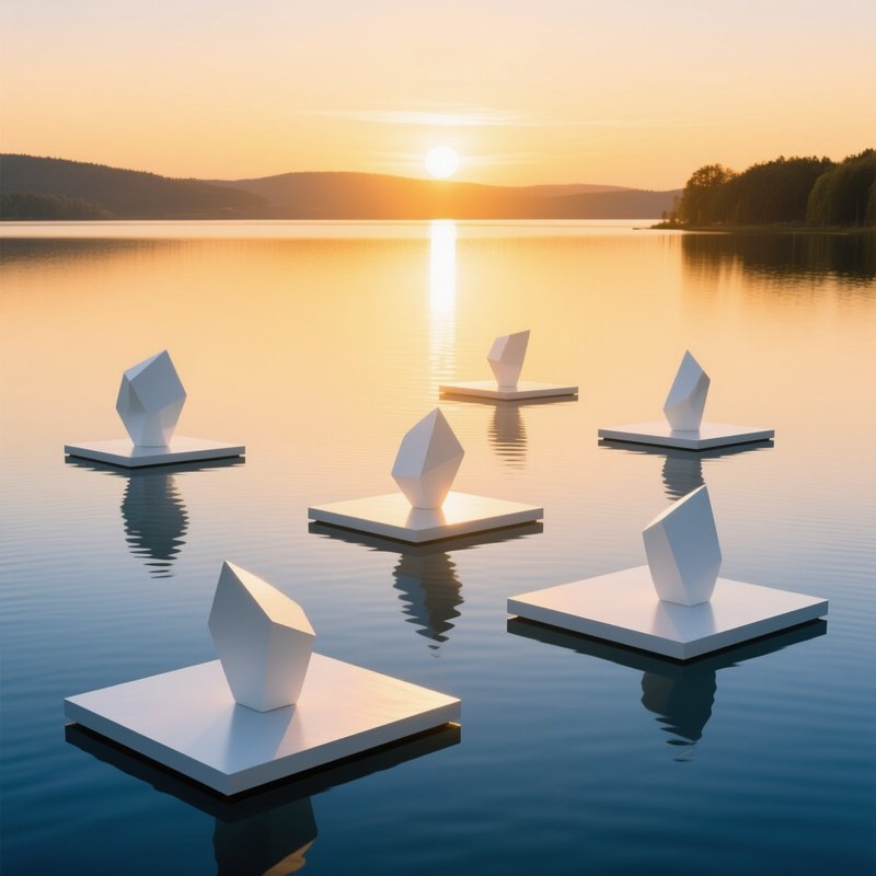 Serene Lake Sunset Sculptures Float