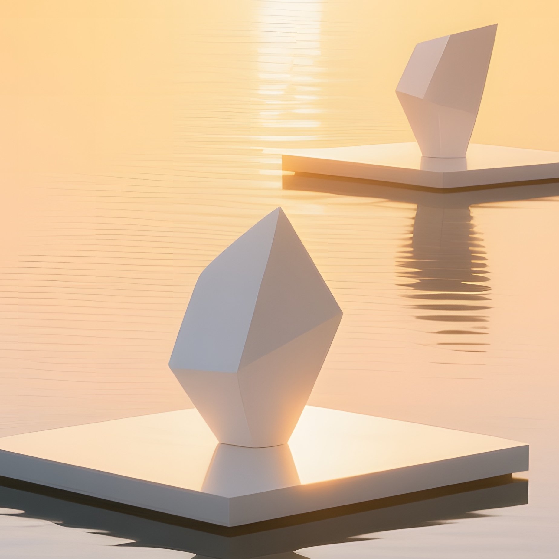 Serene Lake Sunset Sculptures Float - Full Resolution Quality Preview