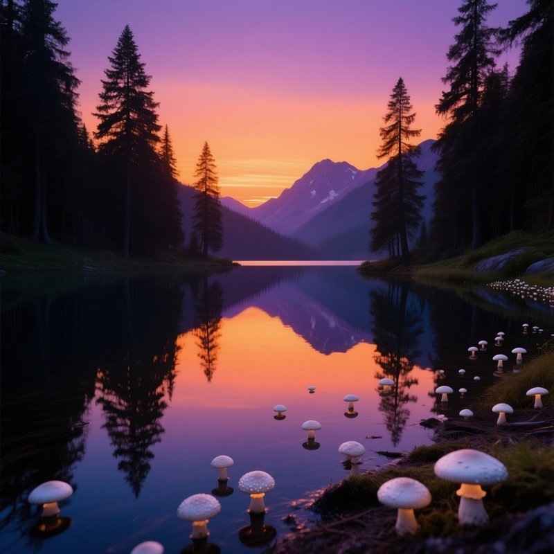 Serene Mountain Lake Bavarian Alps Sunset Reflections