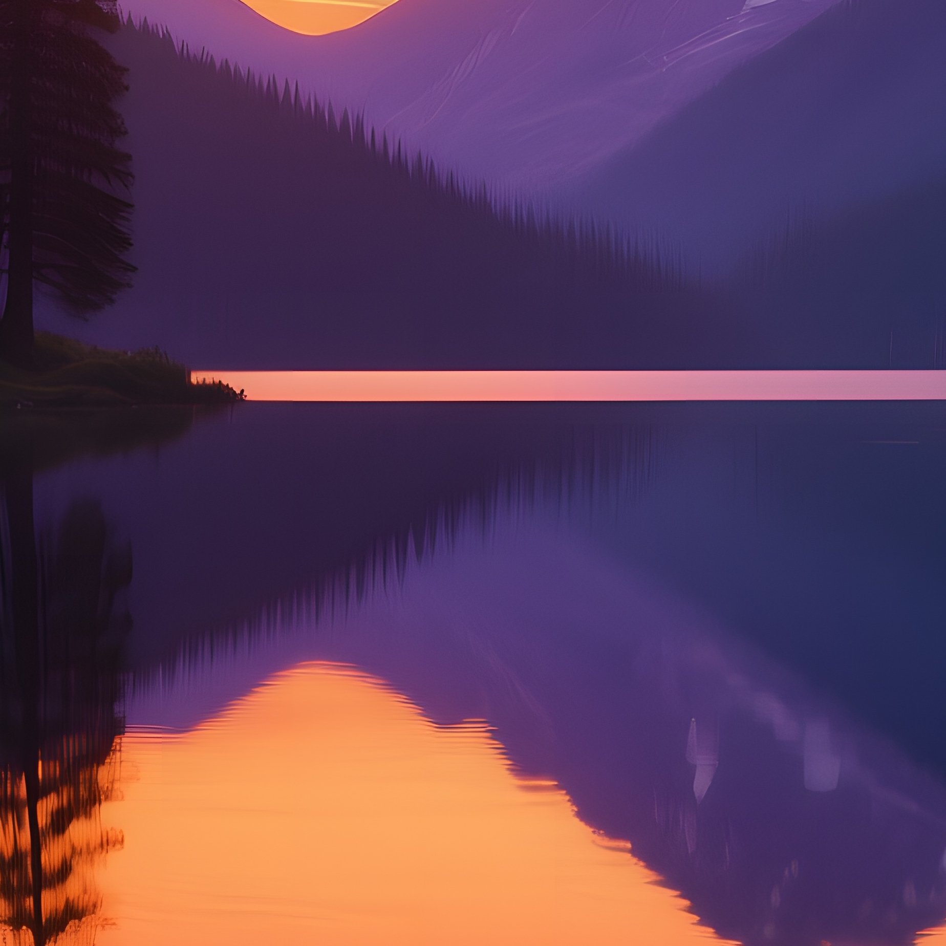 Serene Mountain Lake Bavarian Alps Sunset Reflections - Full Resolution Quality Preview