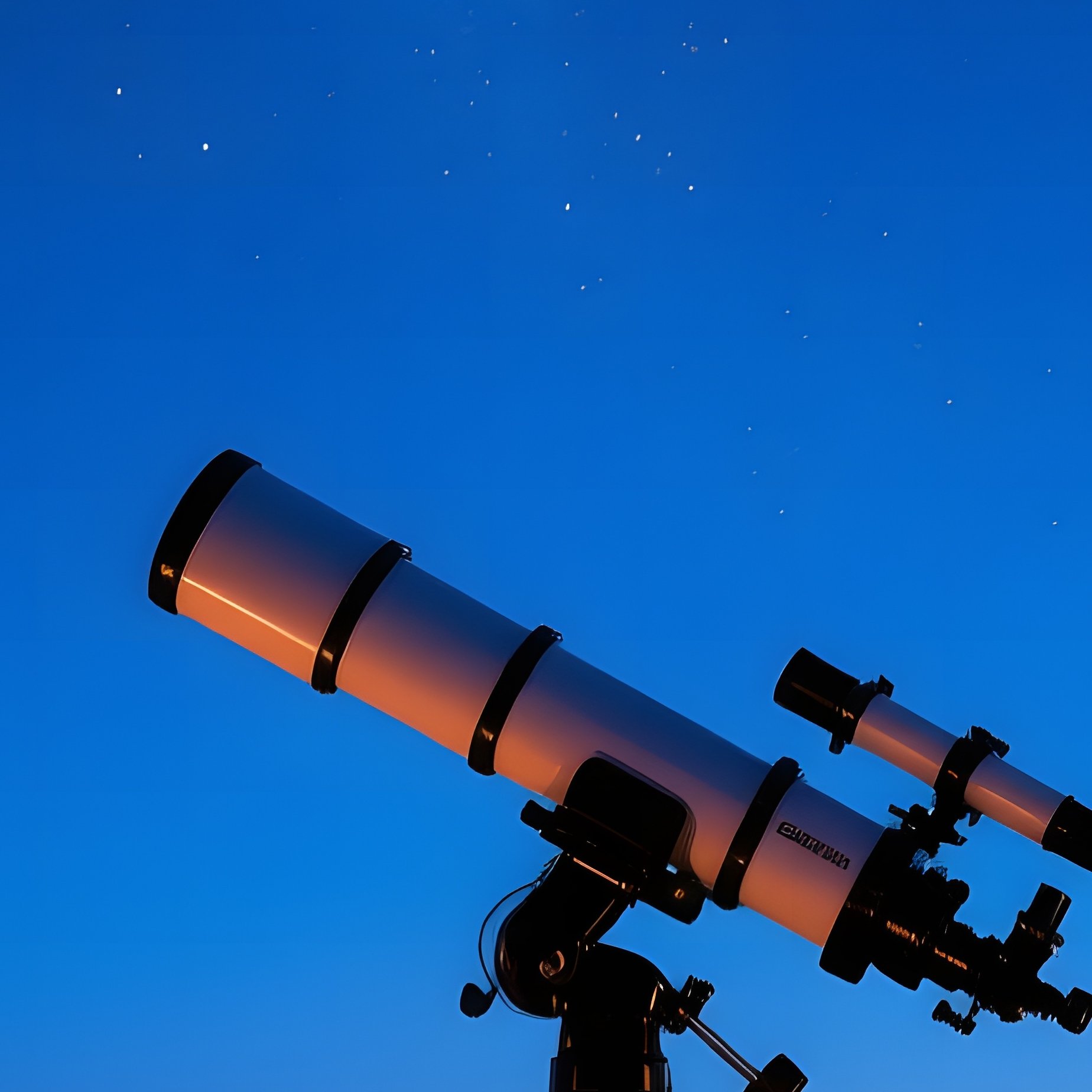 Serene Rooftop Observatory Night Telescope Stars Deep Indigo Clay Lantern Light - Full Resolution Quality Preview
