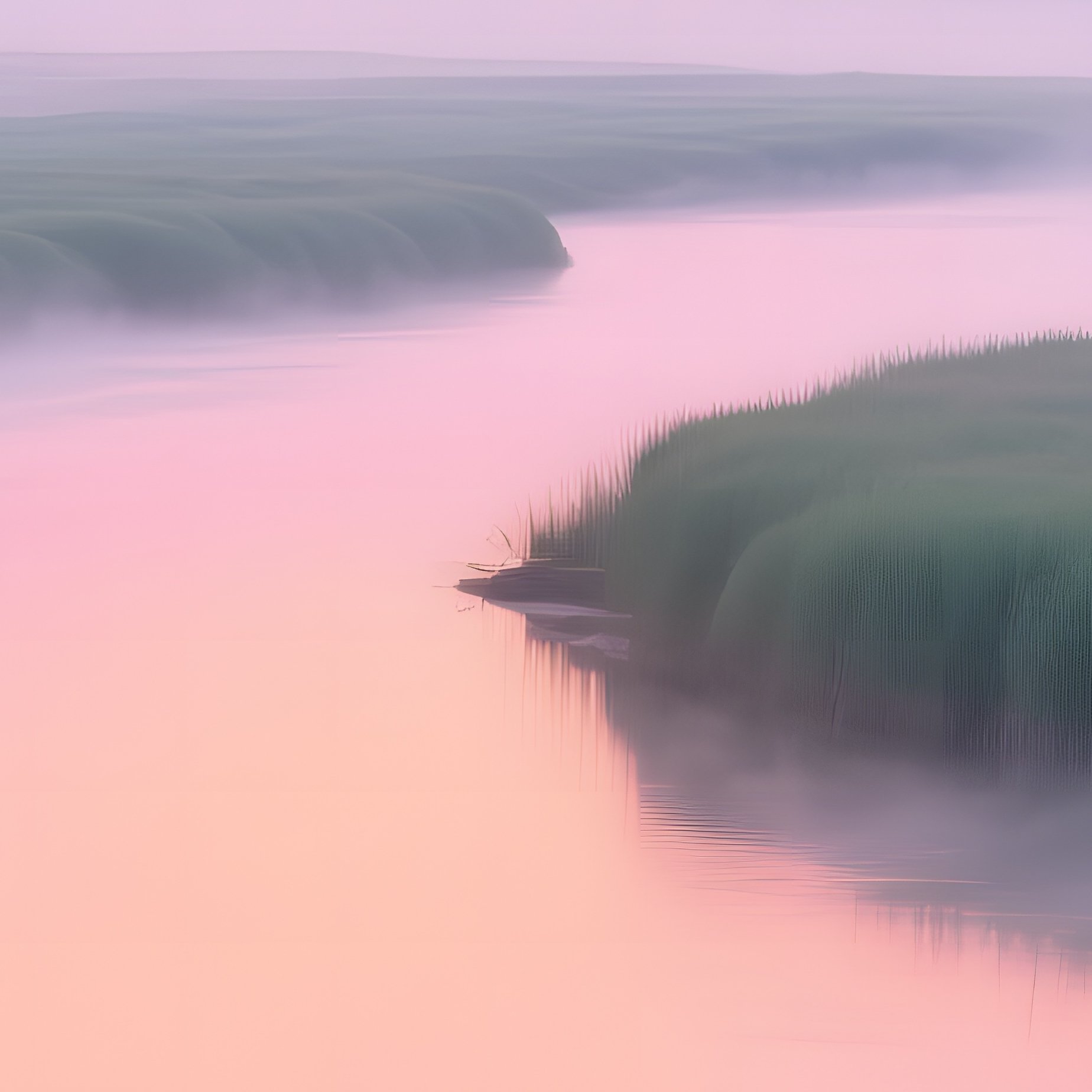 Serene Sunrise Over Misty River Delta - Full Resolution Quality Preview