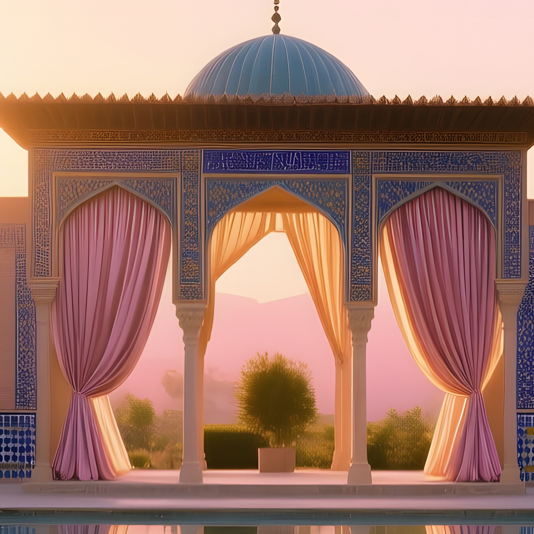 Serene Sunrise Persian Garden - Full Resolution Quality Preview