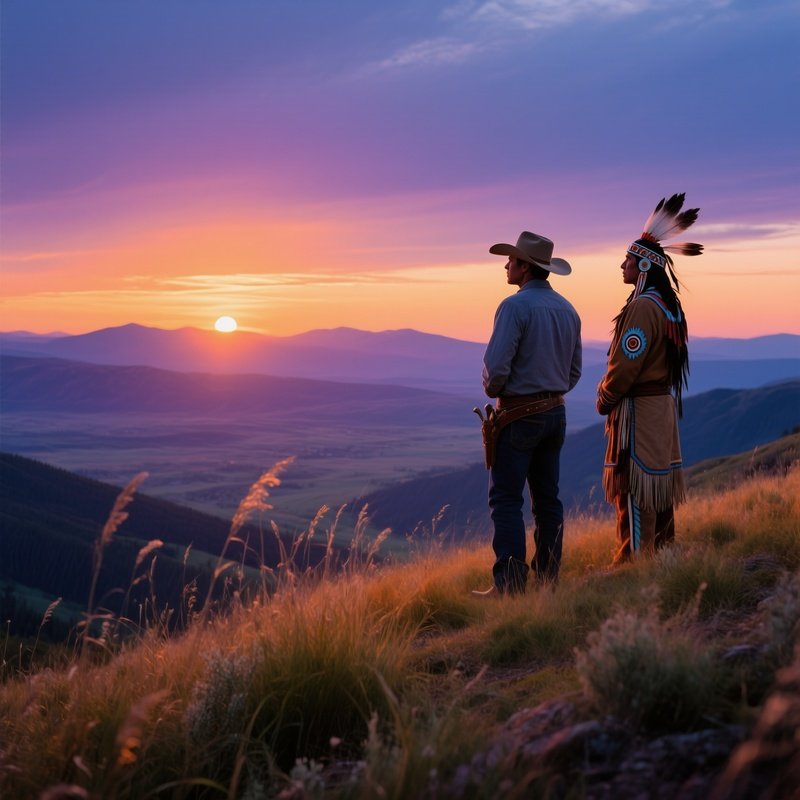 Serene Twilight Hill Valley Cowboy Lakota Scout