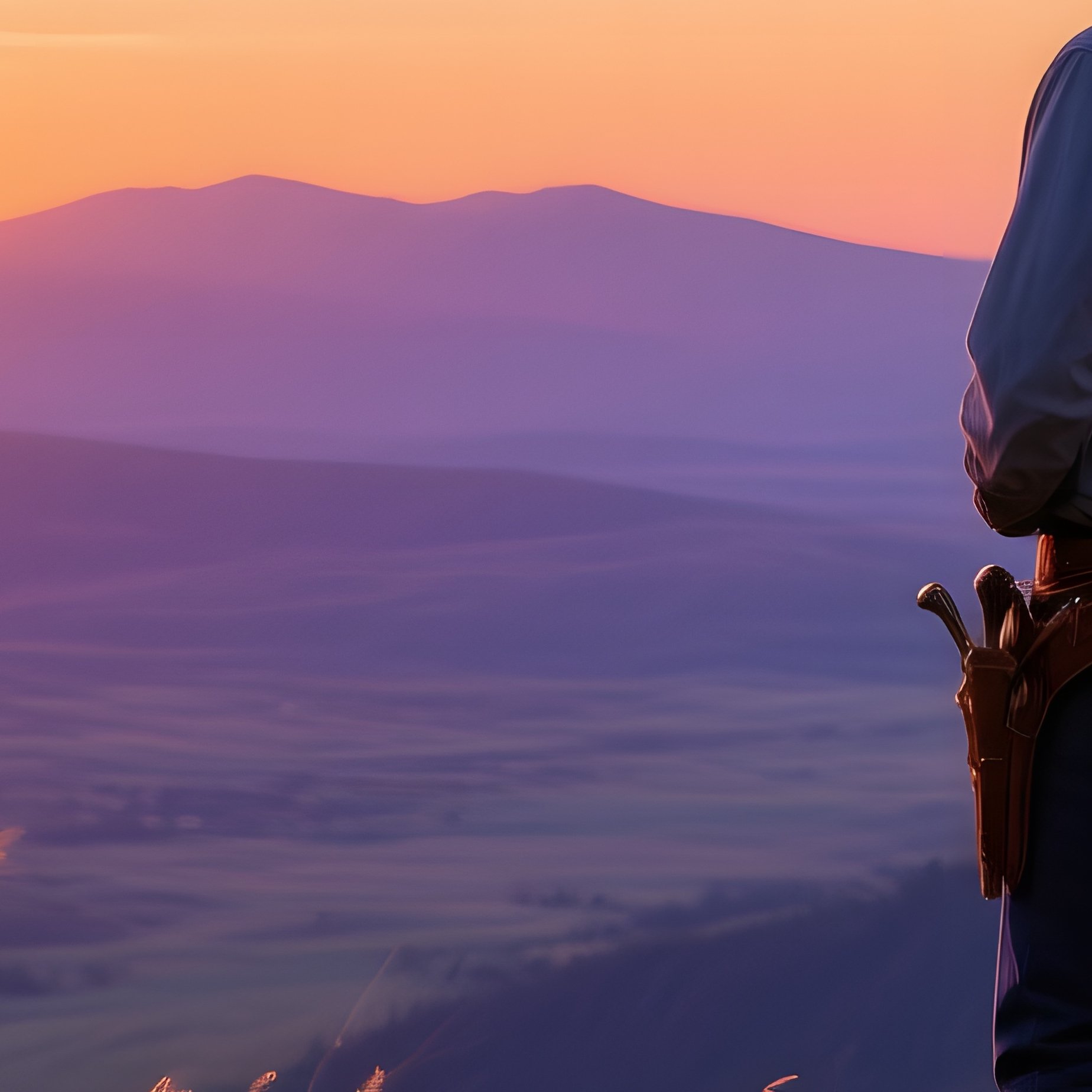 Serene Twilight Hill Valley Cowboy Lakota Scout - Full Resolution Quality Preview