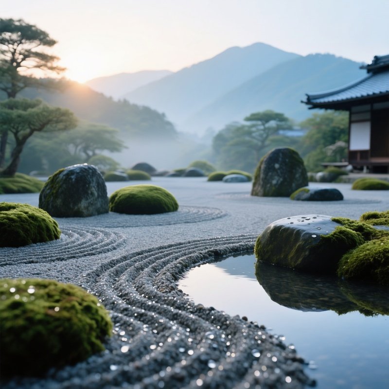 Serene Zen Garden Kyoto Dawn