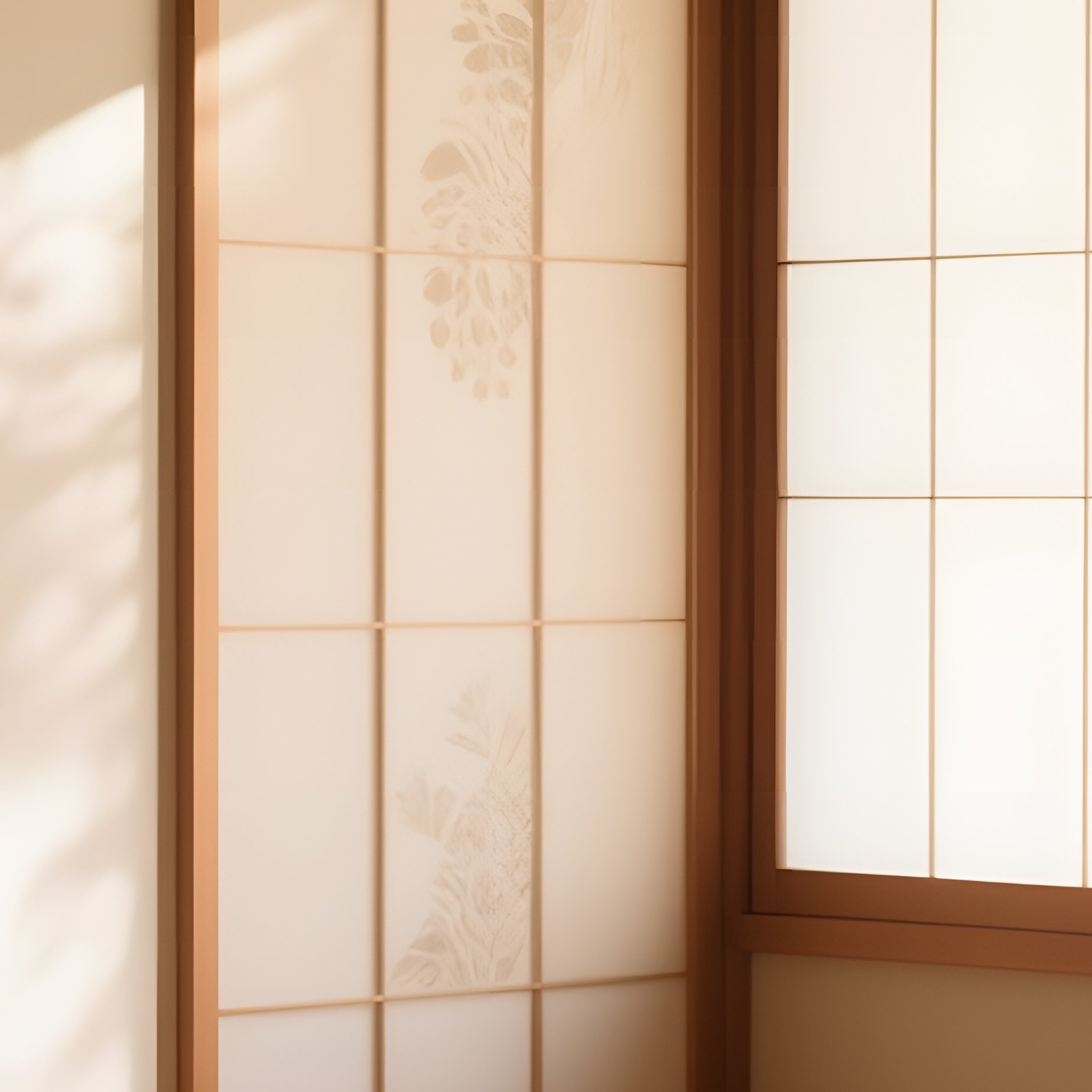 Serene Zen Tea Room With Leather Cushions And Silk Shoji Screens - Full Resolution Quality Preview