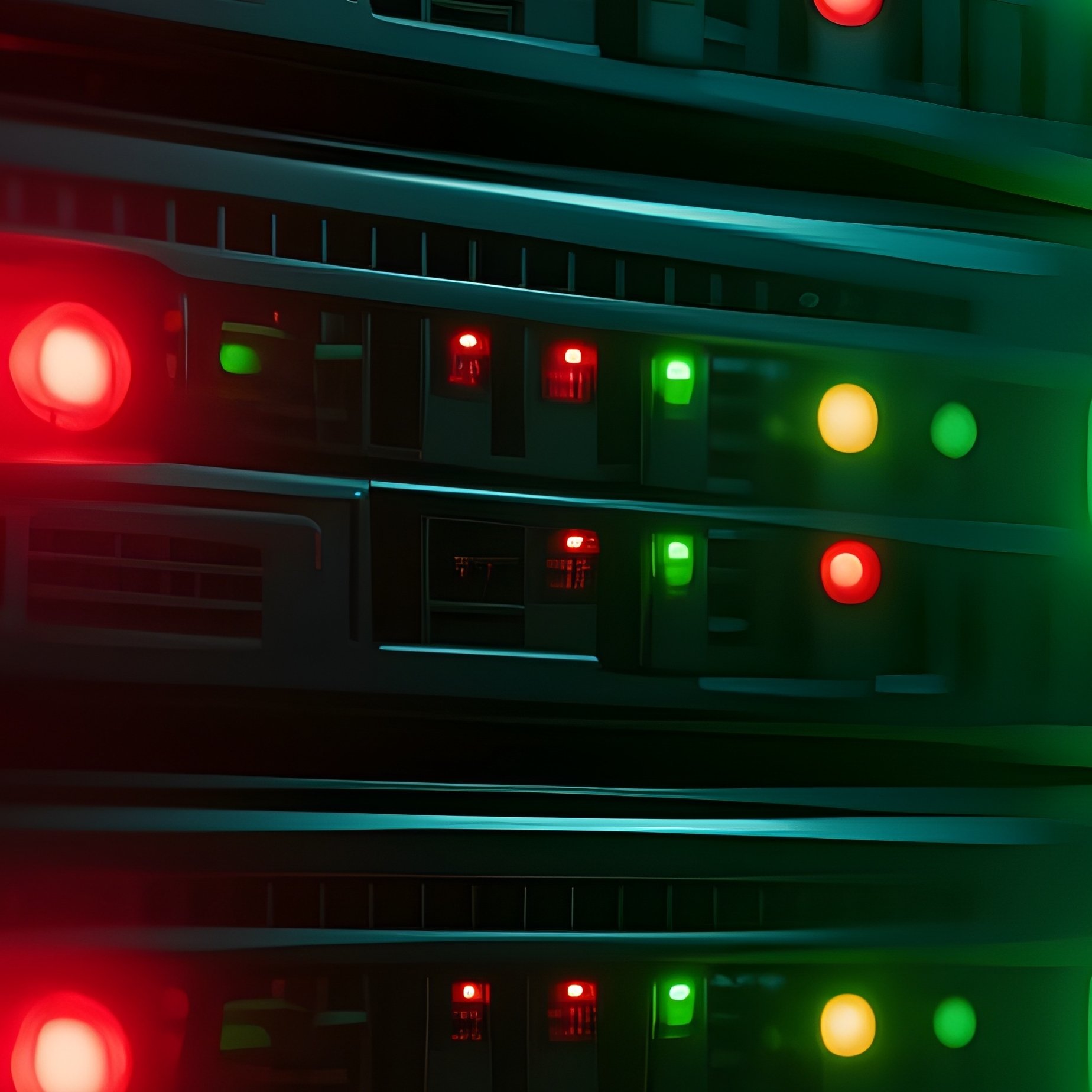 Server Led Lights Darkness Photorealistic Digital Art - Full Resolution Quality Preview