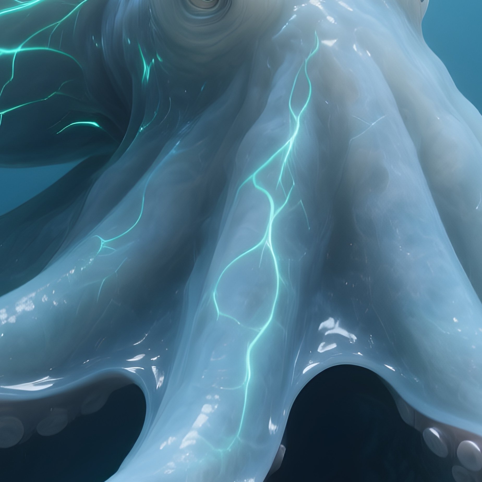 Seven Arm Octopus Pale Massive Body Hidden Extra Limb - Full Resolution Quality Preview