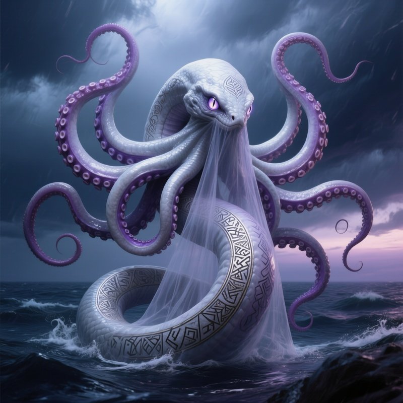 Seven Arm Octopus Pale Massive Body Hidden Extra Limb Mythical