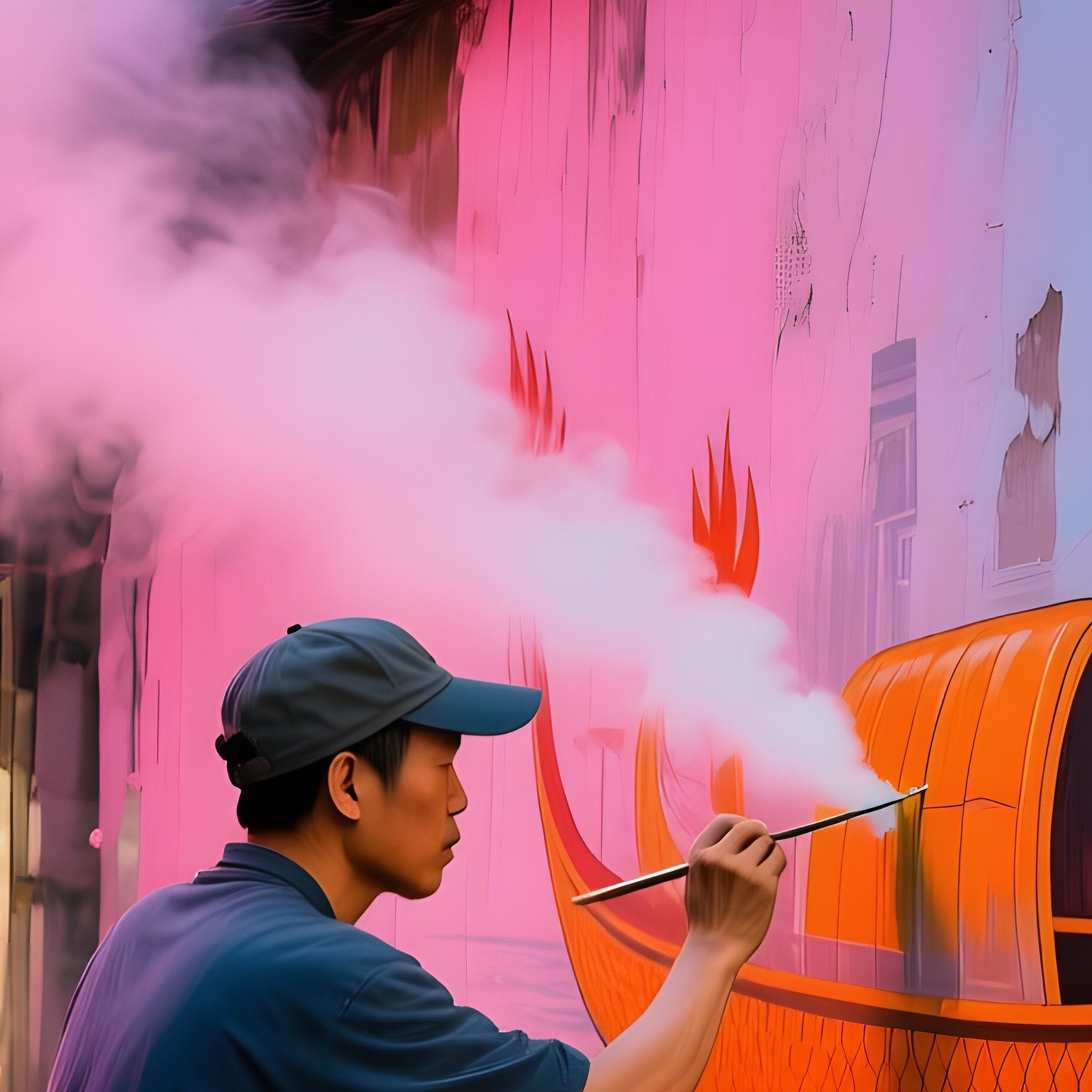 Shanghai Alley Dusk Dragon Boat Fresco - Full Resolution Quality Preview