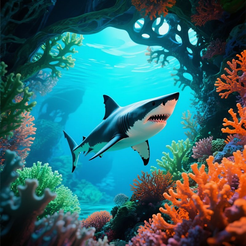 Shark_Swimming_Gracefully_Through_Coral_Arches_Underwater_Image_2