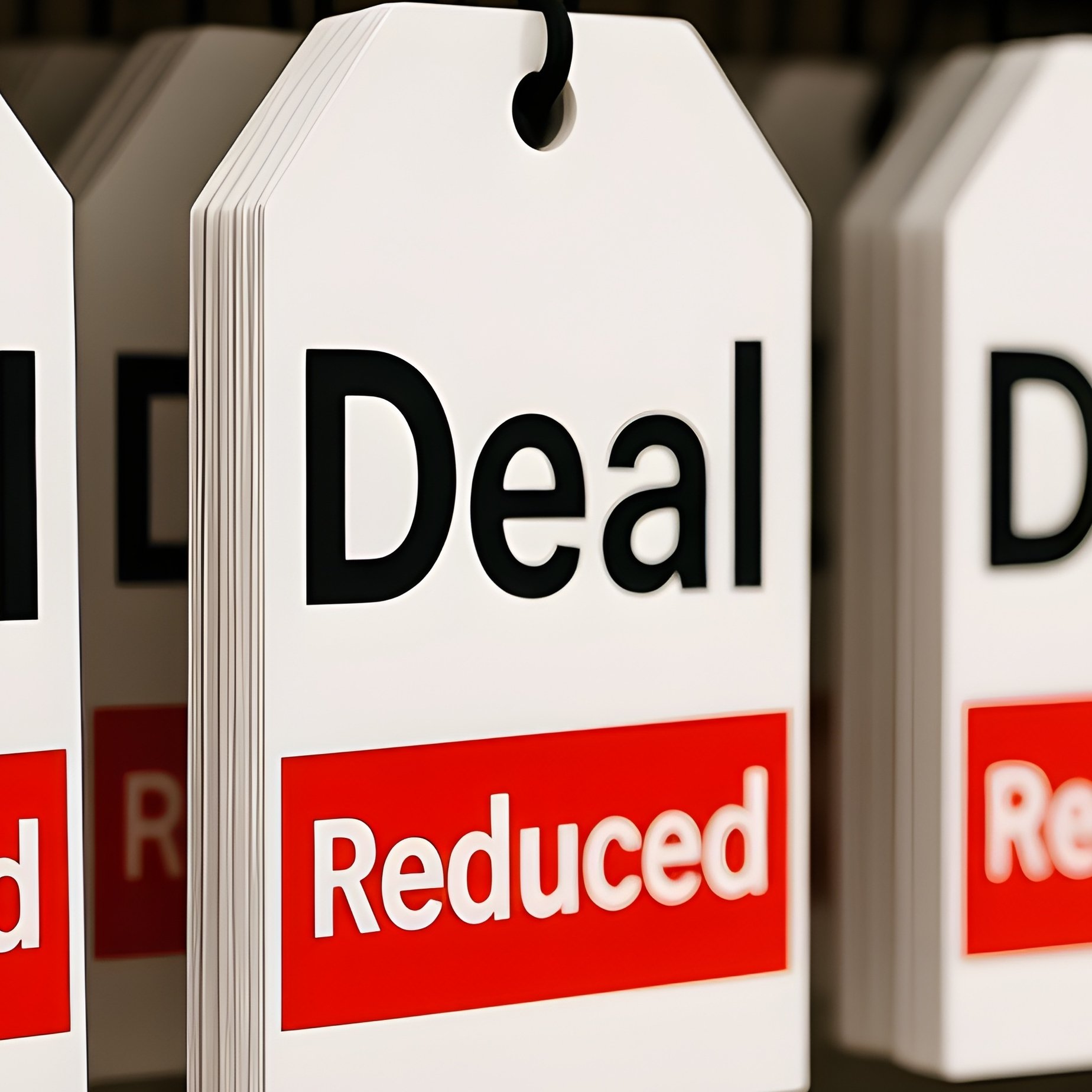 Shelf Price Tags With Deal Reduced Stickers - Full Resolution Quality Preview