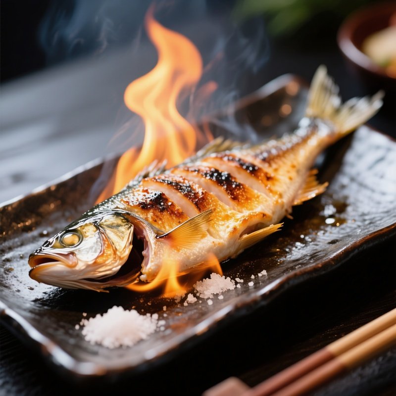 Shioyaki Grilled Fish Simply Seasoned With Salt And Cooked Over Flame