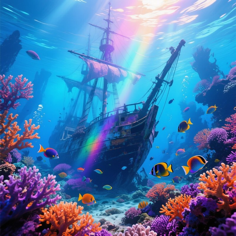 Shipwreck Under Rainbow Licht