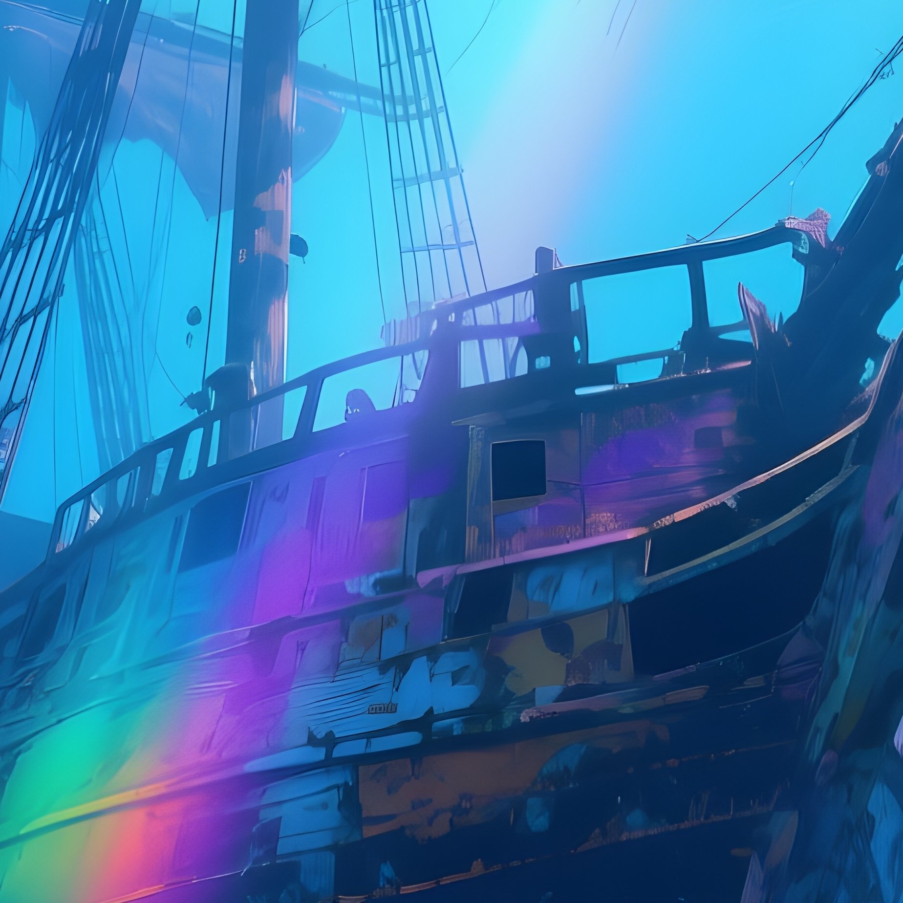 Shipwreck Under Rainbow Licht - Full Resolution Quality Preview