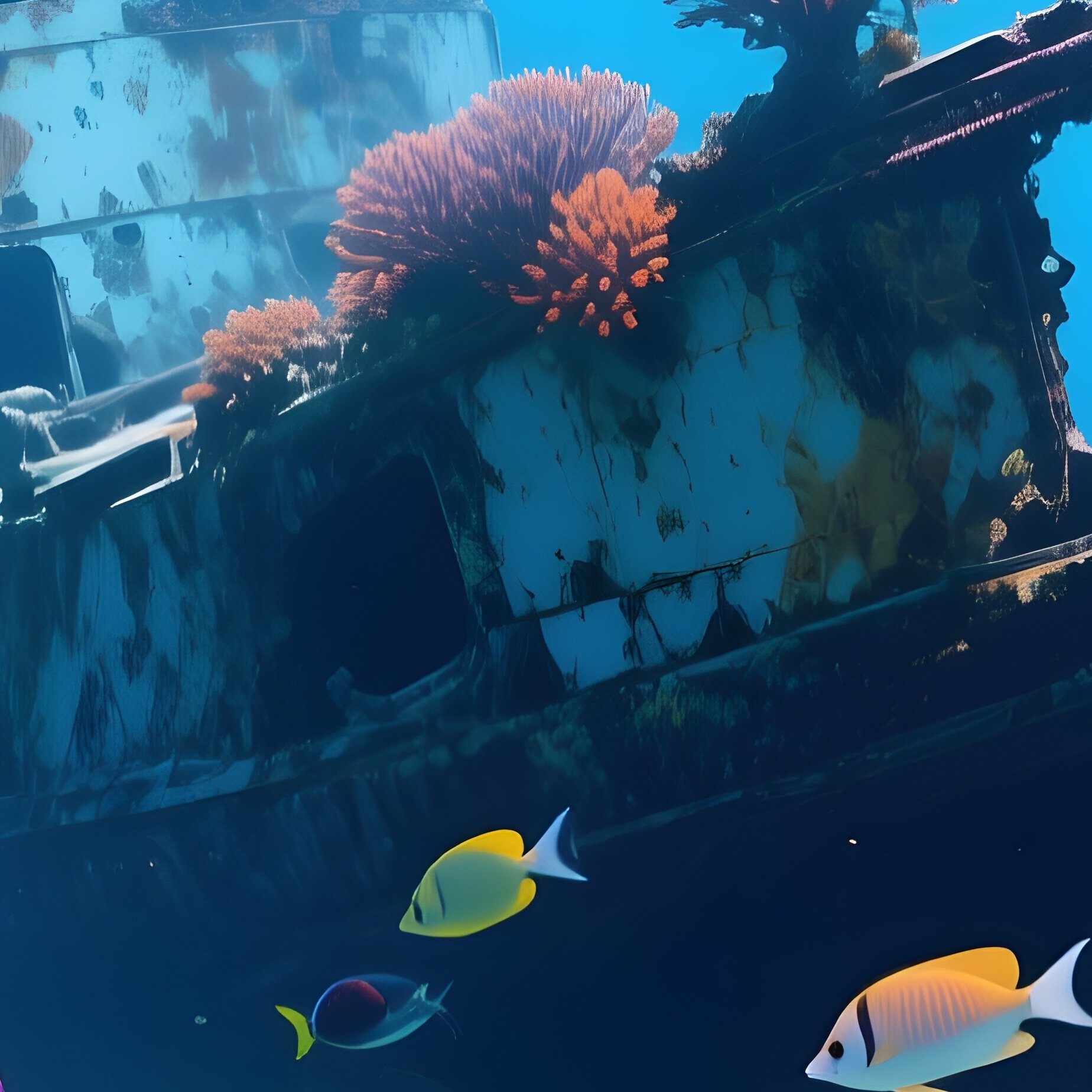 Shipwreck With Rainbow Corals And Tropical Fish - Full Resolution Quality Preview