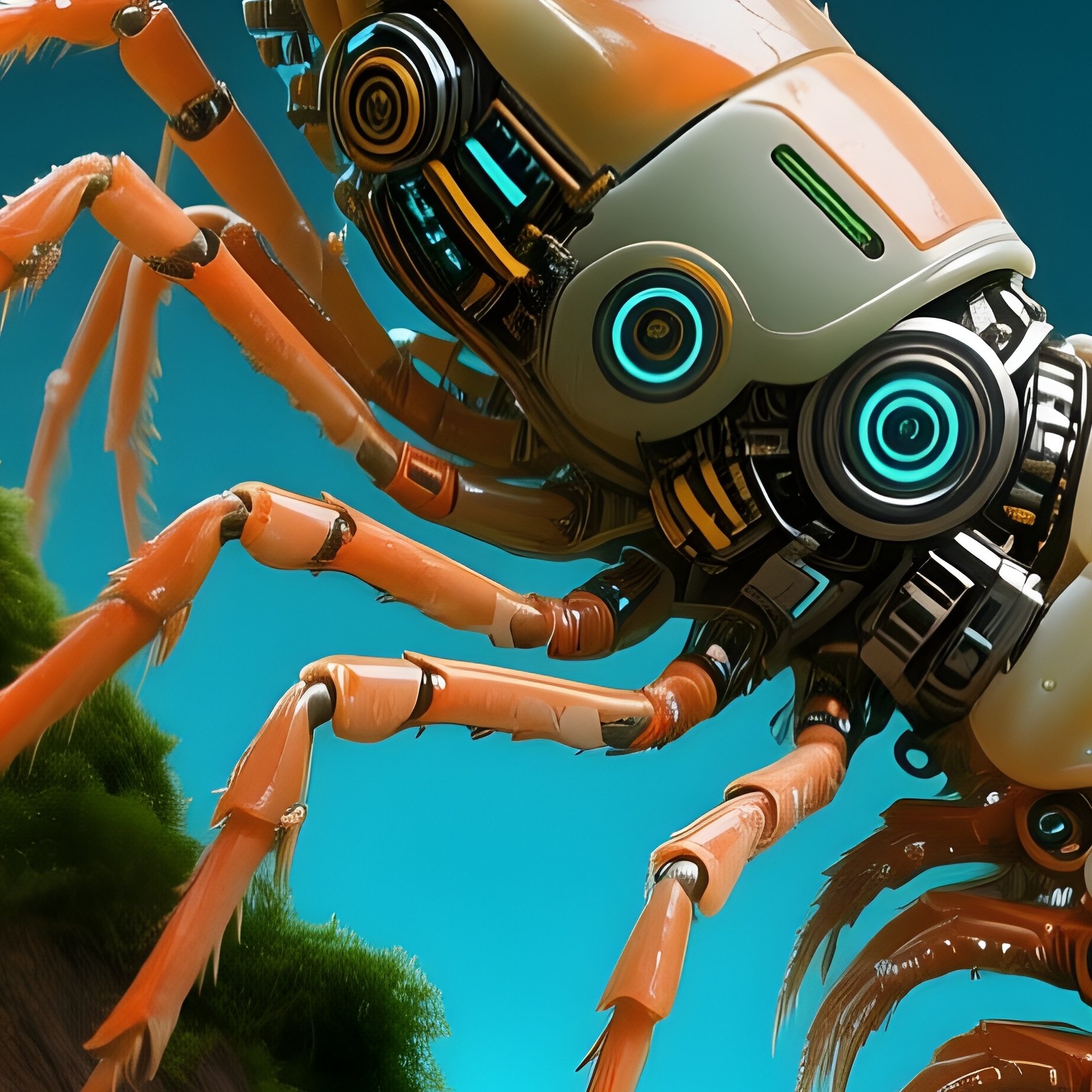 Shrimp Climbing Driftwood With Moss Futuristic - Full Resolution Quality Preview