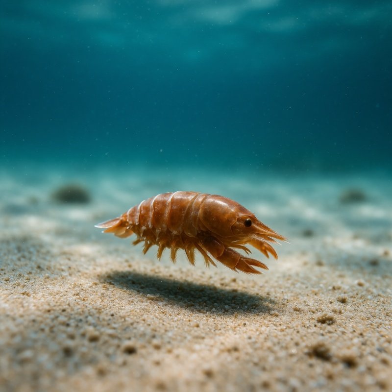 Shrimp Moult Drifting Slowly To The Sandy Floor