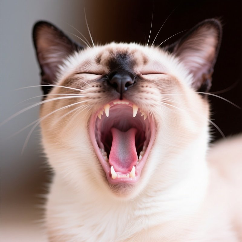 Siamese Cat Mid Yawn With Wide Open Mouth