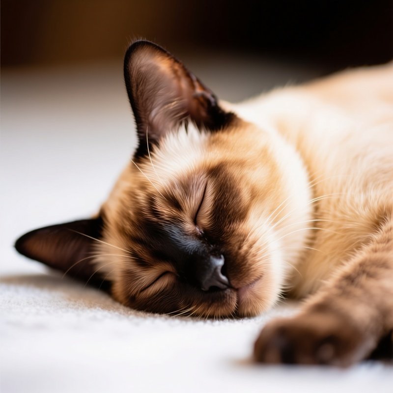Siamese Cat Napping One Eye Open