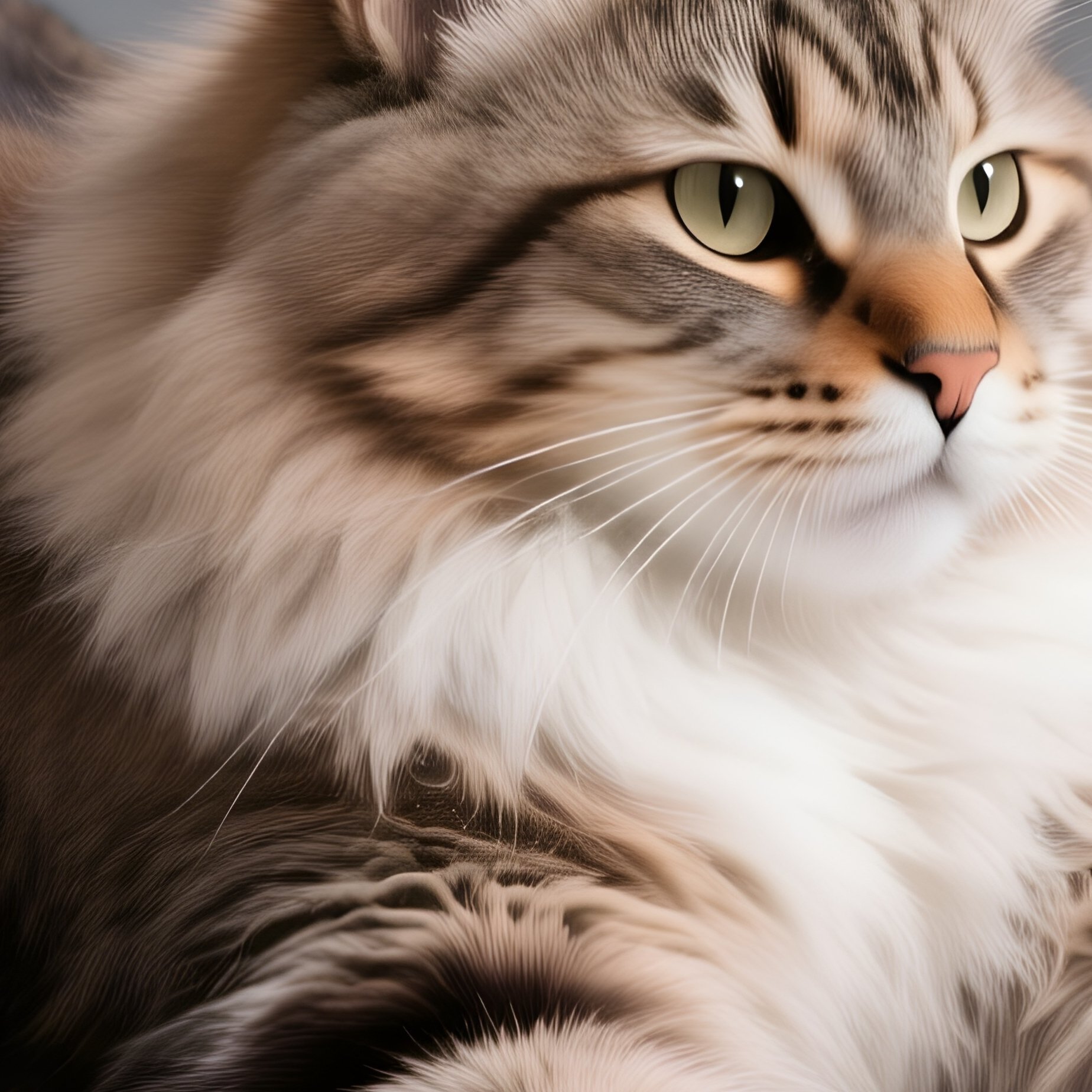 Siberian Cat Full Body Stretch Front Legs Forward - Full Resolution Quality Preview