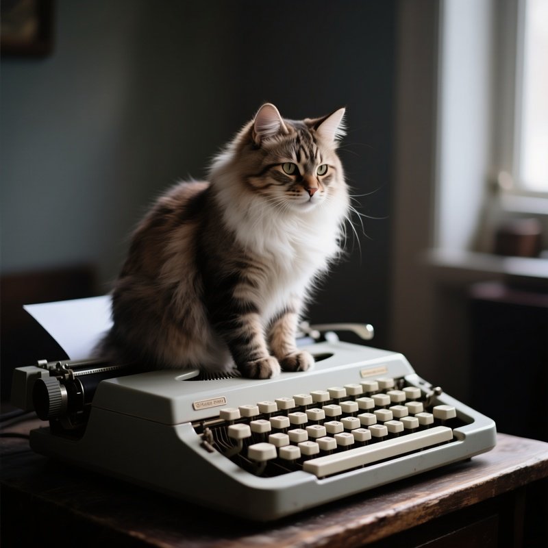 Siberian Cat On Keyboard Laptop Image 03