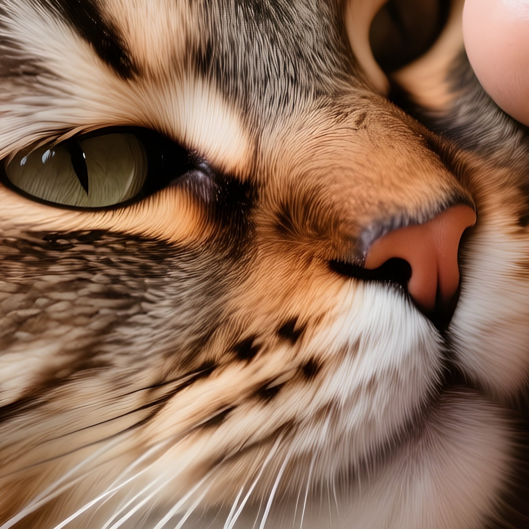 Siberian Cat Rubbing Face On Human Person - Full Resolution Quality Preview