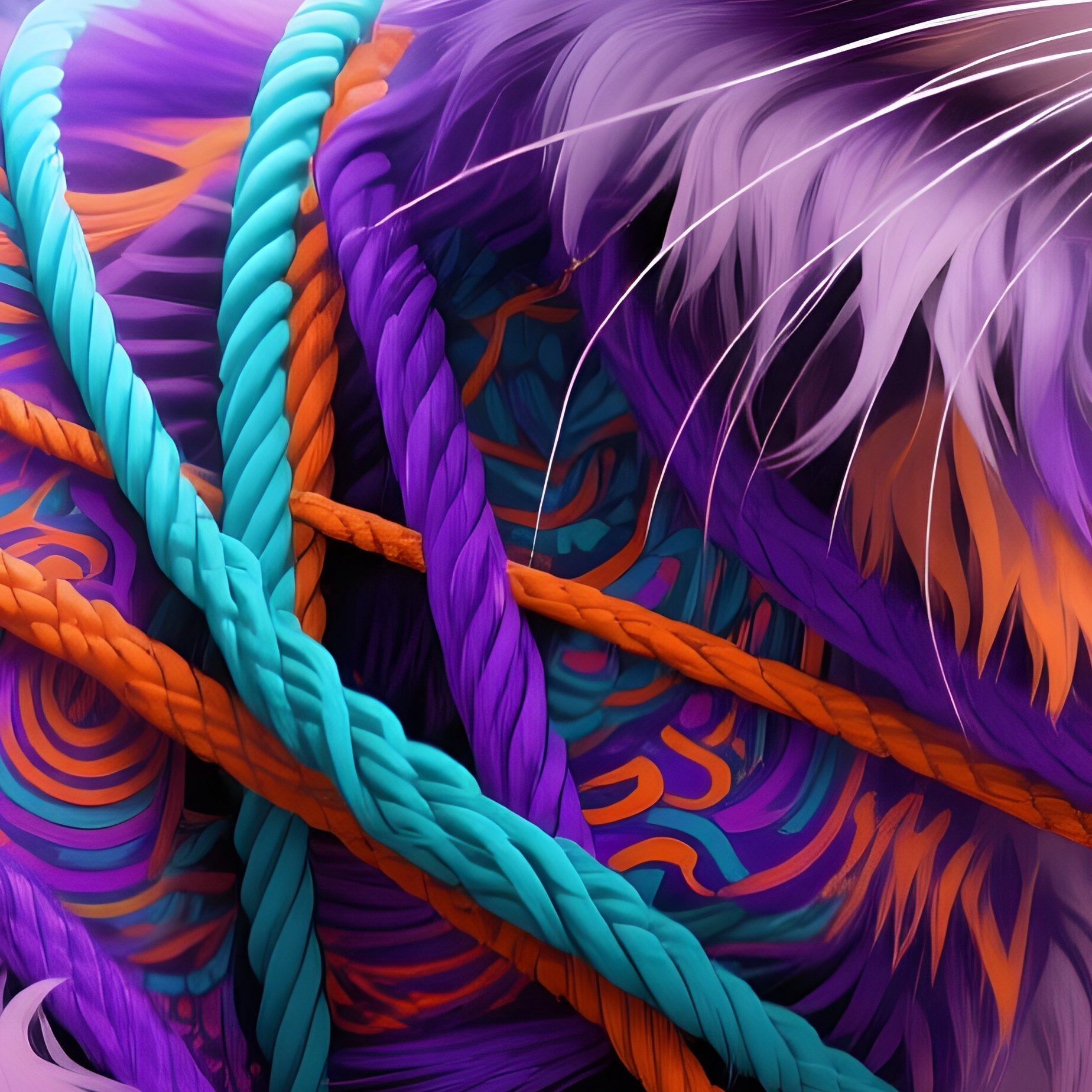 Siberian Cat Tangled In String Ribbon Concept Art - Full Resolution Quality Preview