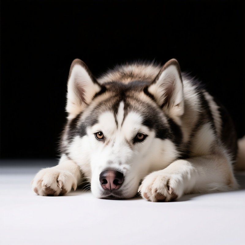 Siberian Husky Head Resting On Paws Still Life