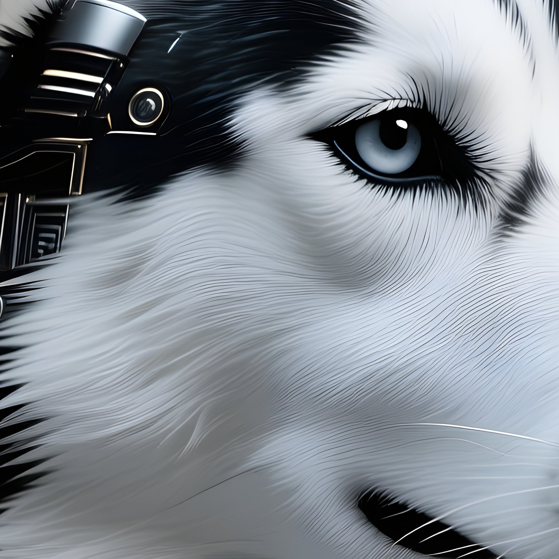 Siberian Husky Head Through A Hole Science Fiction - Full Resolution Quality Preview