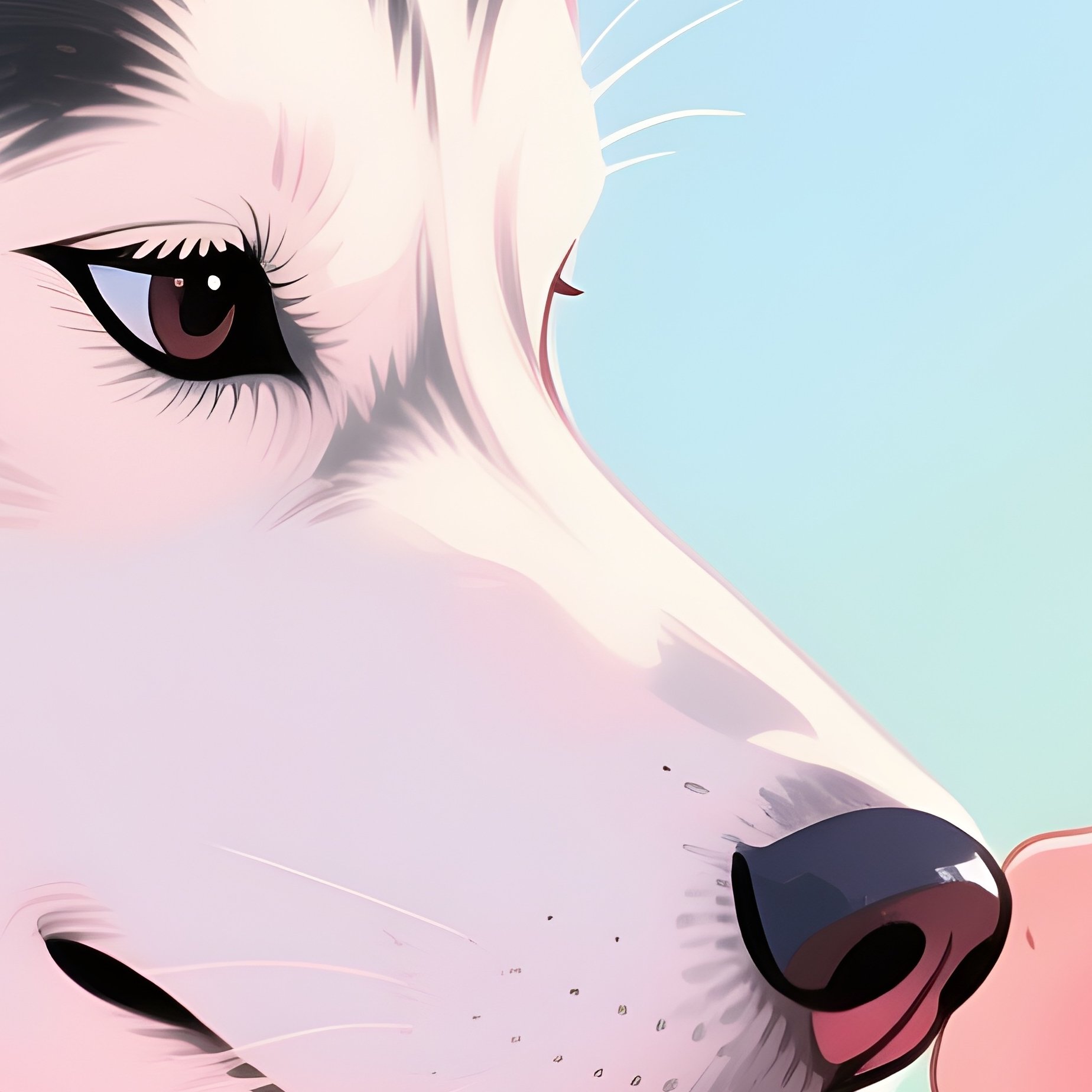 Siberian Husky Nose To Nose With Human Child Illustration - Full Resolution Quality Preview
