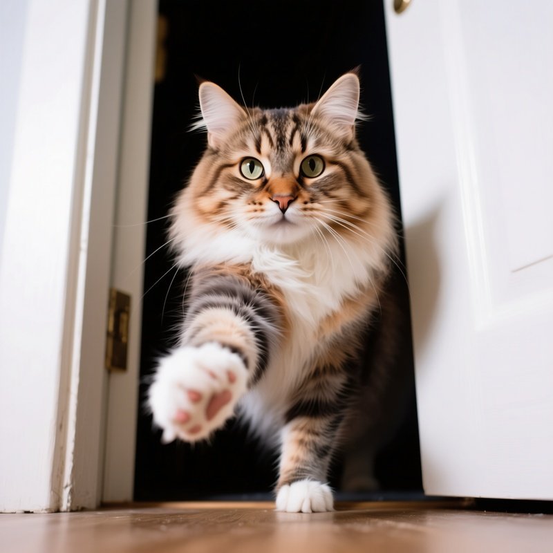 Siberian Paw Reaching Under Door