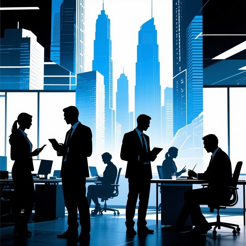 Silhouettes Of Business People In A Corporate Setting Business