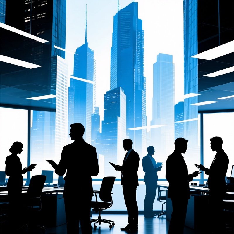 Silhouettes Of Business People In A Corporate Setting Business