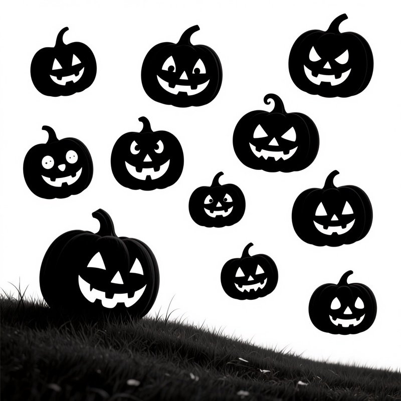 Silhouettes Of Carved Pumpkins Halloween Pumpkin