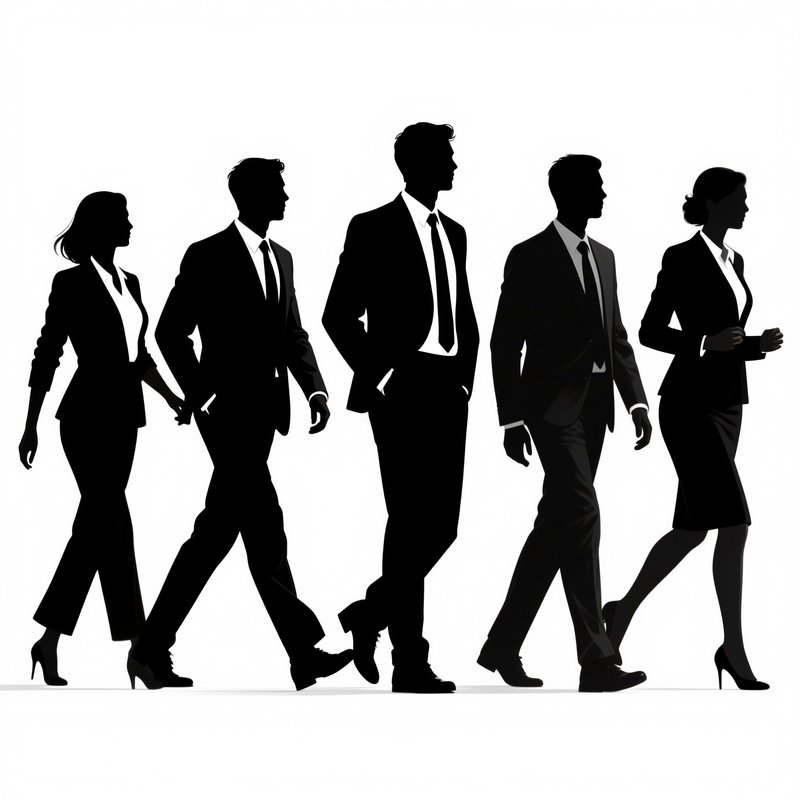 Silhouettes Of Five People In Business Attire Silhouette Business