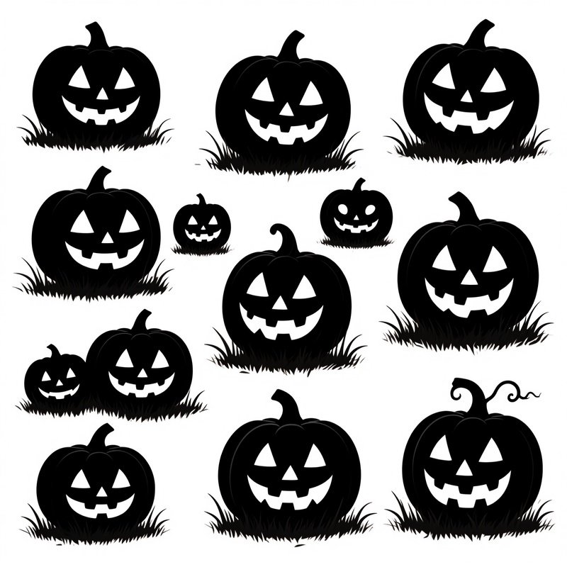 Silhouettes Of Jack O Lanterns Halloween Pumpkin