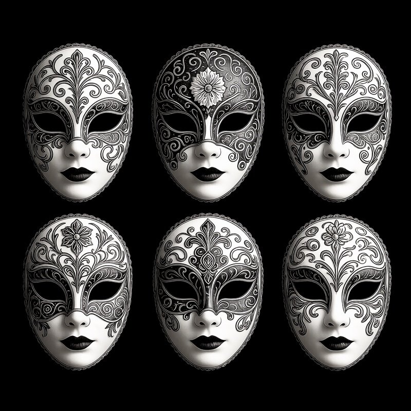 Six Decorative Masks Mask Venetian