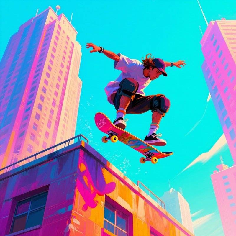 Skateboarder Crash Leo Flipping Off Building Rooftop 2