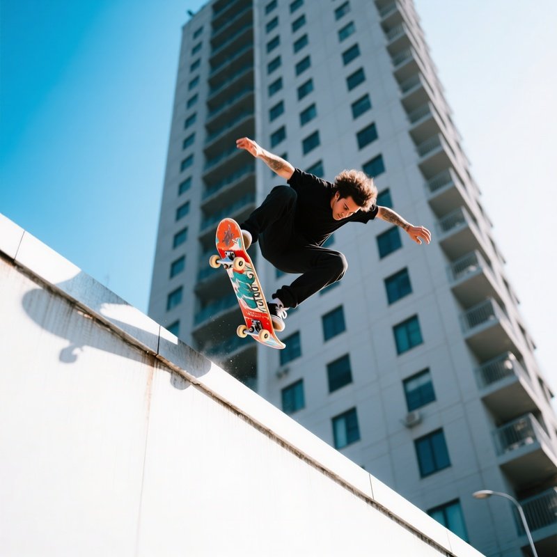 Skateboarder Crash Leo Flipping Off Building Rooftop