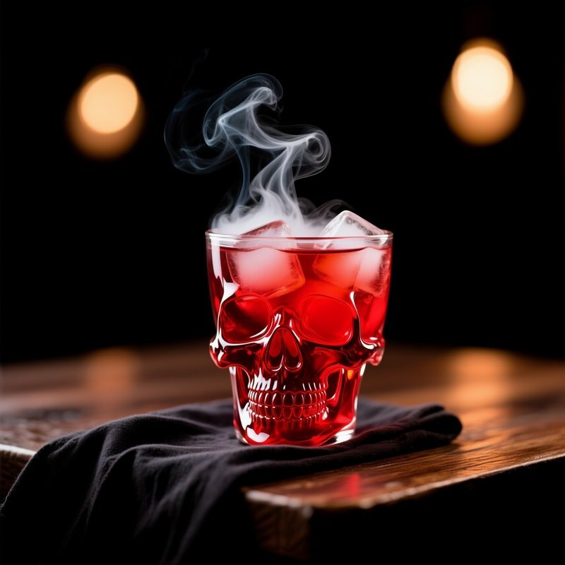 Skull Shaped Glass Containing A Red Beverage Skull Glass
