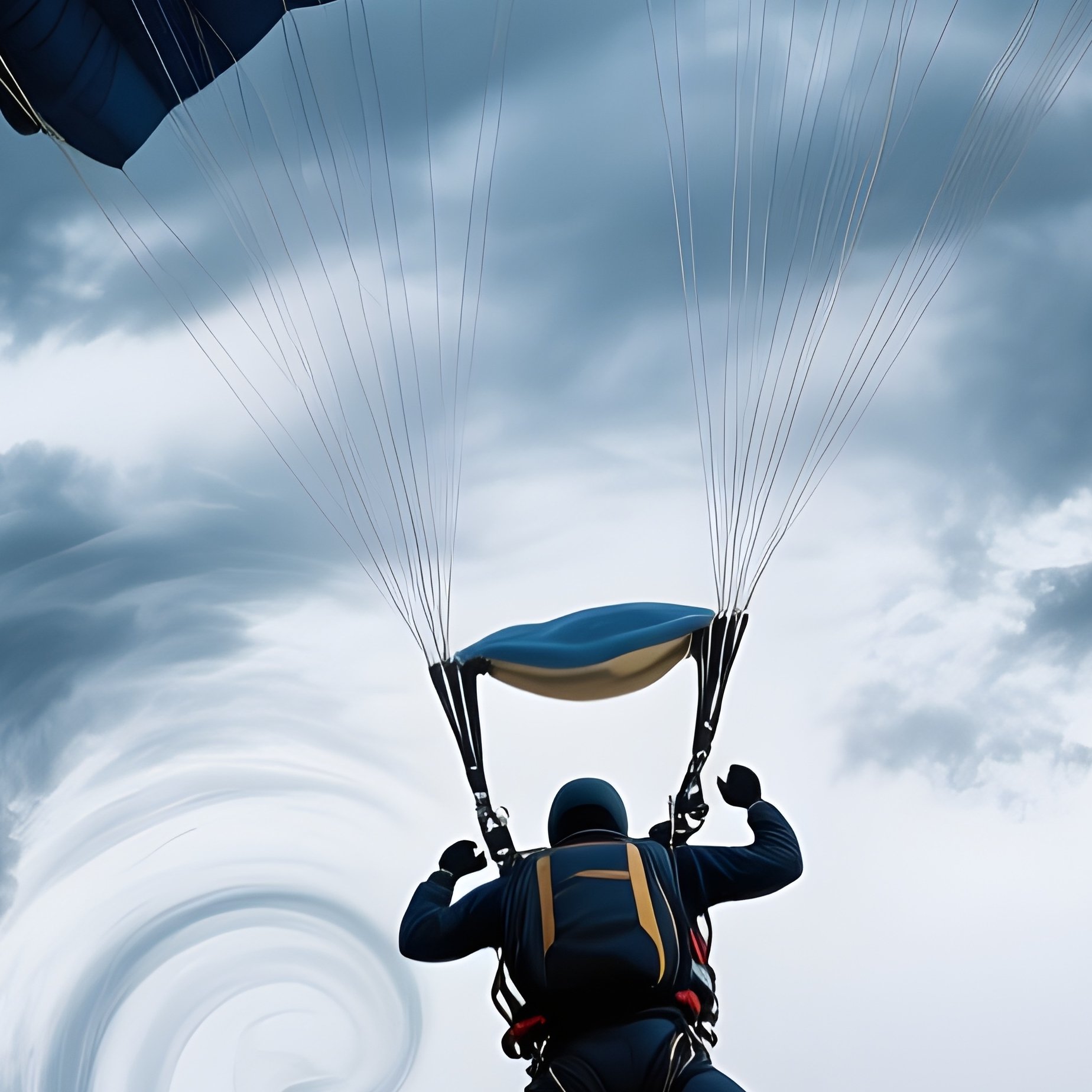 Skydiver Halovega Spiraling Through Storm Clouds - Full Resolution Quality Preview