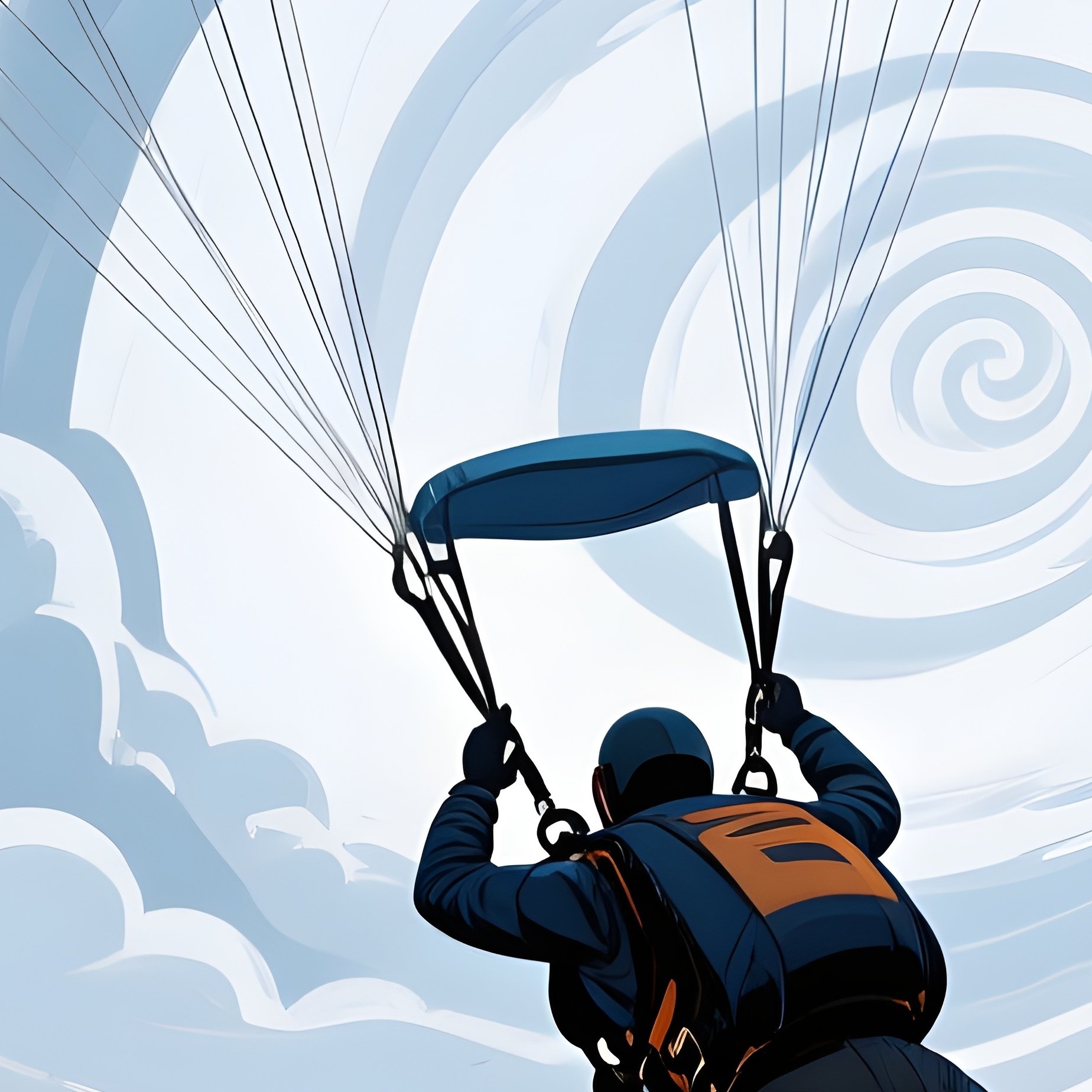 Skydiver Halovega Spiraling Through Storm Clouds Illustration - Full Resolution Quality Preview
